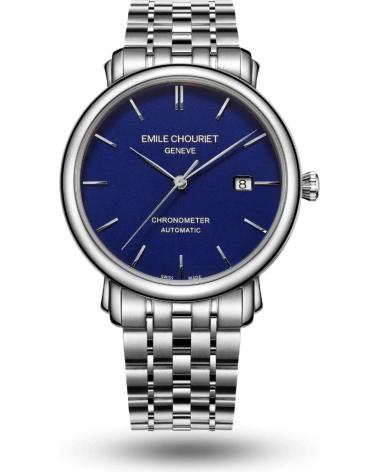 EMILE CHOURIET ARMBANDUHR 00 1168 G40 MIT BLAUEM ZIFFERBLATT UND STAHLARMBAND GRIS