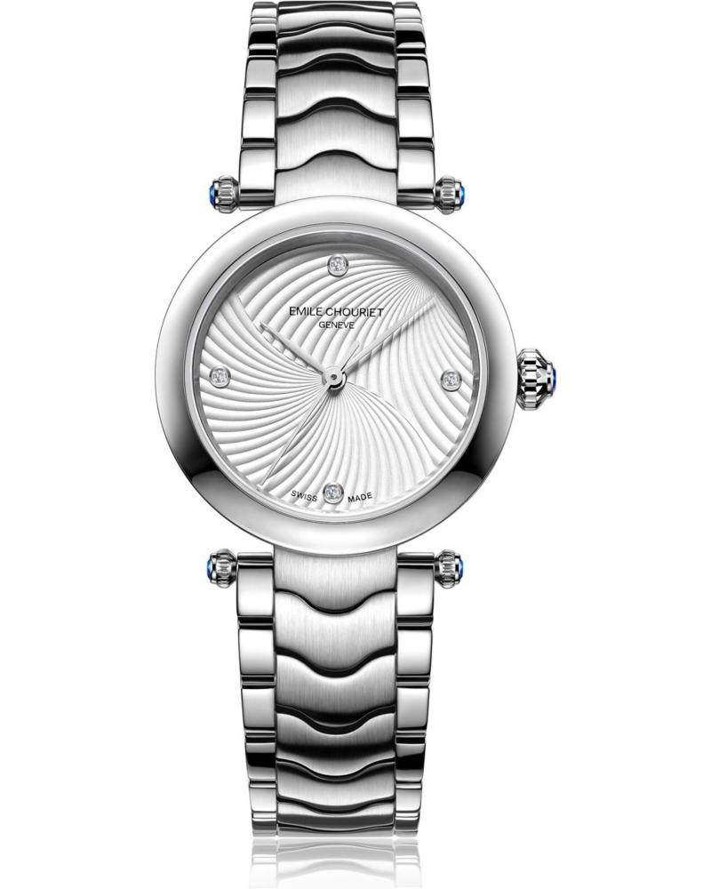 EMILE CHOURIET 06 2188 L DAMEN ARMBANDUHR, EDELSTAHL MIT STRUKTURIERTEM ZIFFERBLATT GRIS