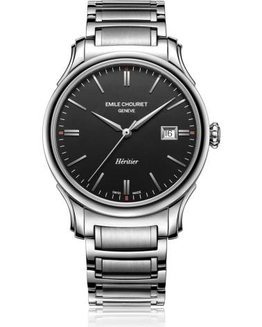 EMILE CHOURIET 08 1128 G HERREN ARMBANDUHR, EDELSTAHL MIT SCHWARZEM ZIFFERBLATT GRIS