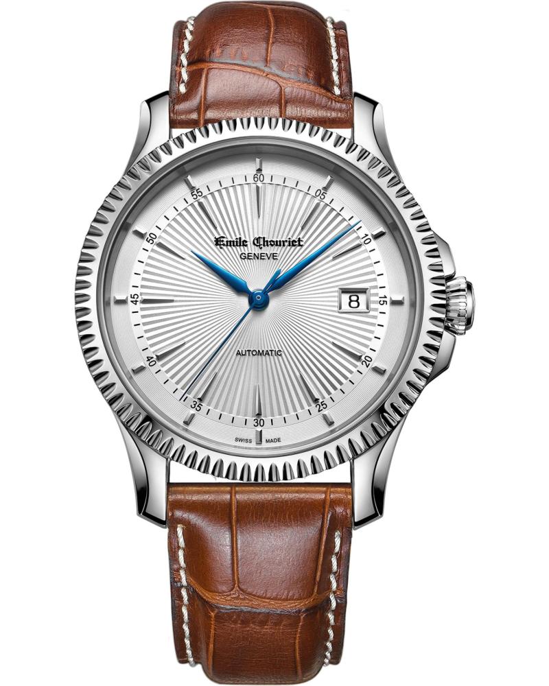 EMILE CHOURIET ARMBANDUHR 08.1155.G.6.6.28.2 MIT BRAUNEM LEDERARMBAND NEGRO