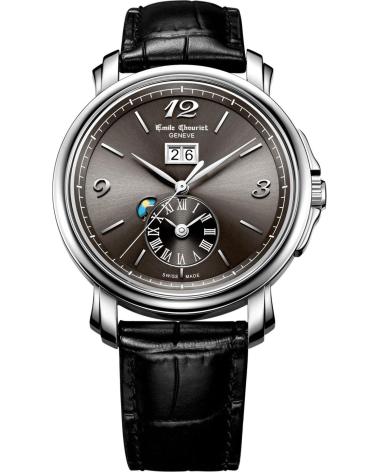 AUTOMATIKUHR EMILE CHOURIET 08.1168.G39.6.8.26.2 MIT GRAUEM ZIFFERBLATT UND SCHWARZEM LEDERARMBAND NEGRO