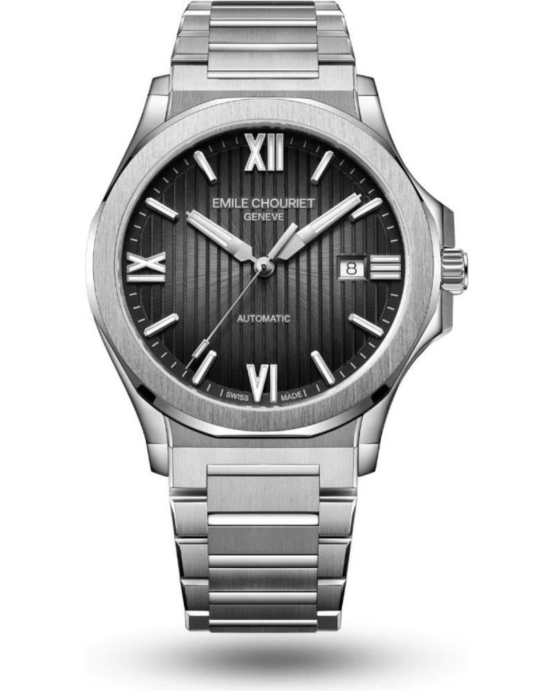 EMILE CHOURIET ARMBANDUHR 08.1172 G-6 H8.6 MIT GRAUEM ZIFFERBLATT UND EDELSTAHLARMBAND GRIS