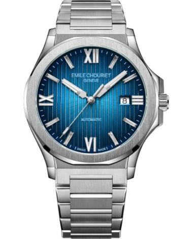 EMILE CHOURIET ARMBANDUHR 08.1172 G-6 N8.6 MIT BLAUEM ZIFFERBLATT UND EDELSTAHLARMBAND GRIS