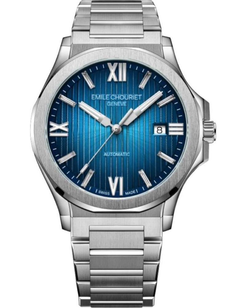 EMILE CHOURIET ARMBANDUHR 08.1172 G-6 N8.6 MIT BLAUEM ZIFFERBLATT UND EDELSTAHLARMBAND GRIS