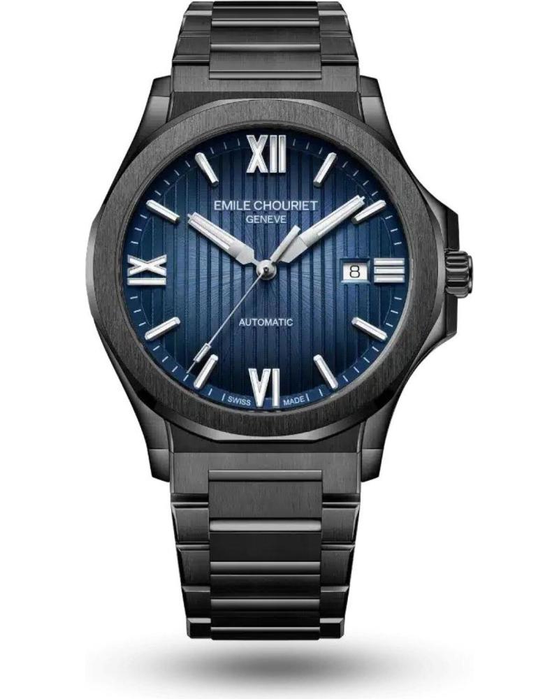 EMILE CHOURIET UHR 08.1172.G.H.H.N8.H MIT BLAUEM ZIFFERBLATT UND SCHWARZEM GEHÄUSE/ARMBAND NEGRO