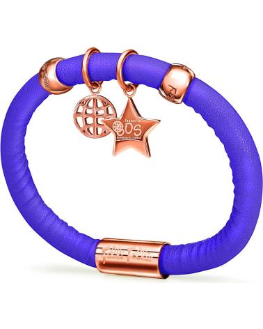 BRACELET FOLLI FOLLIE '1B13T046RX' AVEC CHARMS ÉTOILE ET MONDE TON OR ROSE ET BANDE VIOLETTE
