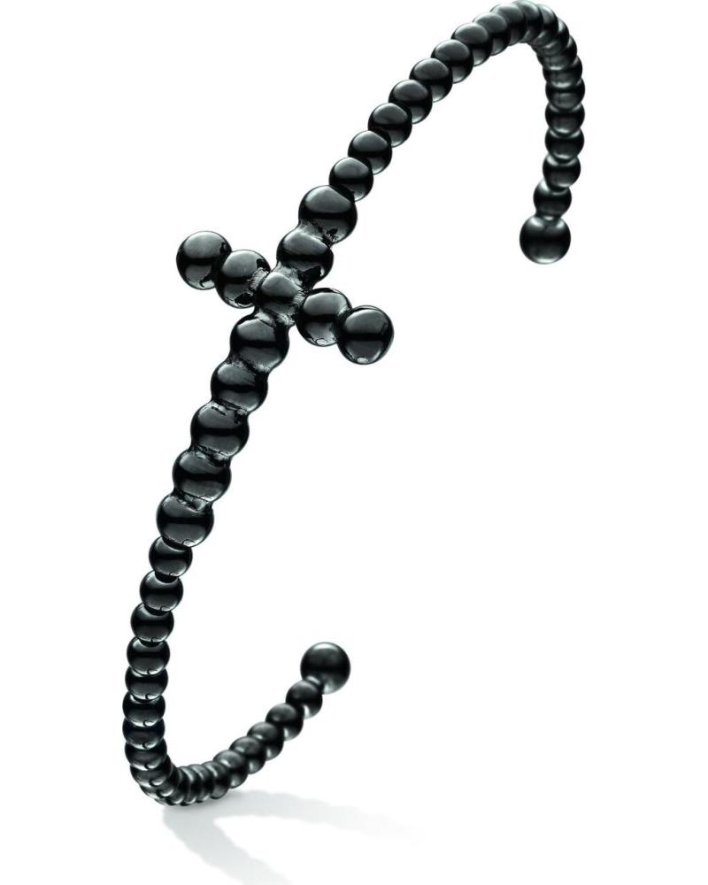 FOLLI FOLLIE BRACELET OUVERT PERLES NOIRES DESIGN CROIX MODÈLE 1B17T001K