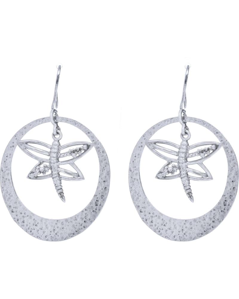 FOLLI FOLLIE 1E8S028 EARRINGS SILVER WITH OPENWORK DRAGONFLY
