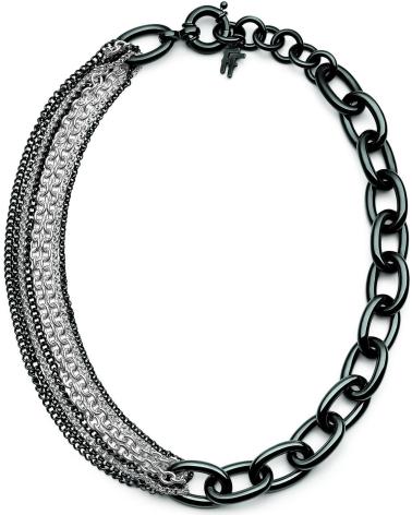 COLLAR FOLLI FOLLIE 1N14T069KA DE DISEÑO BICOLOR CON CADENA Y GEMAS OSCURAS