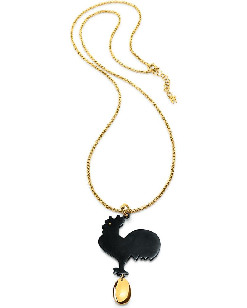 COLLAR COLGANTE FOLLI FOLLIE 1N17T018YA GALLO NEGRO Y DORADO