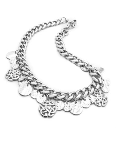 COLLAR DE CADENA FOLLI FOLLIE 1N7F120 CON CHARMS REDONDOS