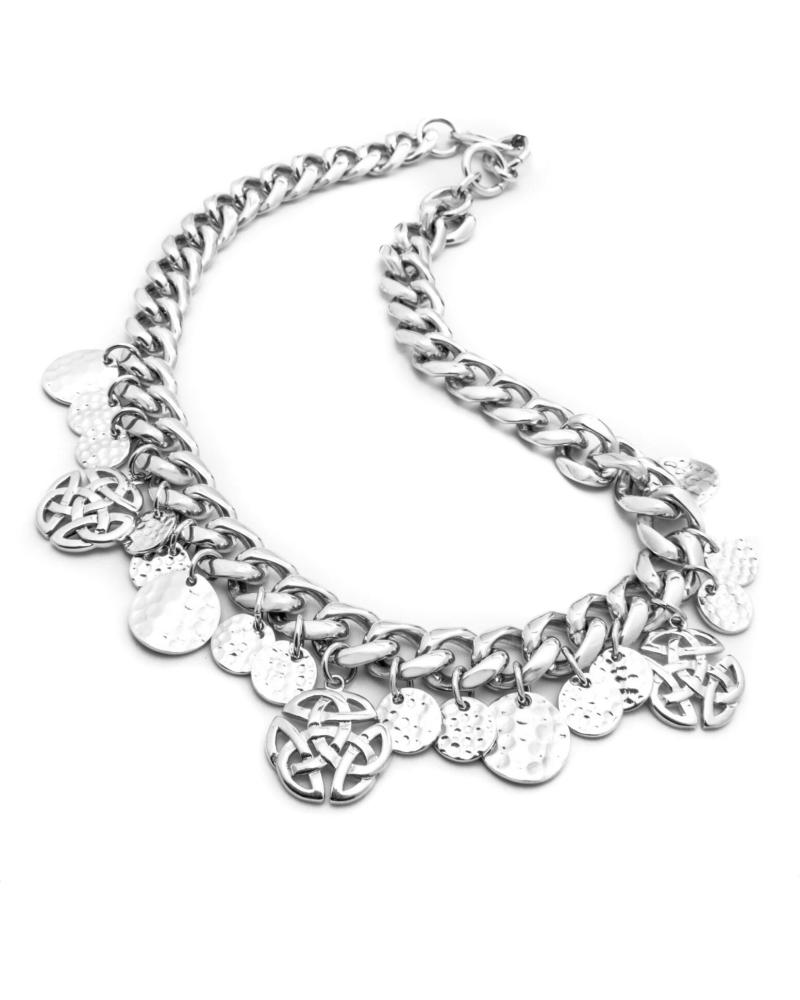 COLLAR DE CADENA FOLLI FOLLIE 1N7F120 CON CHARMS REDONDOS