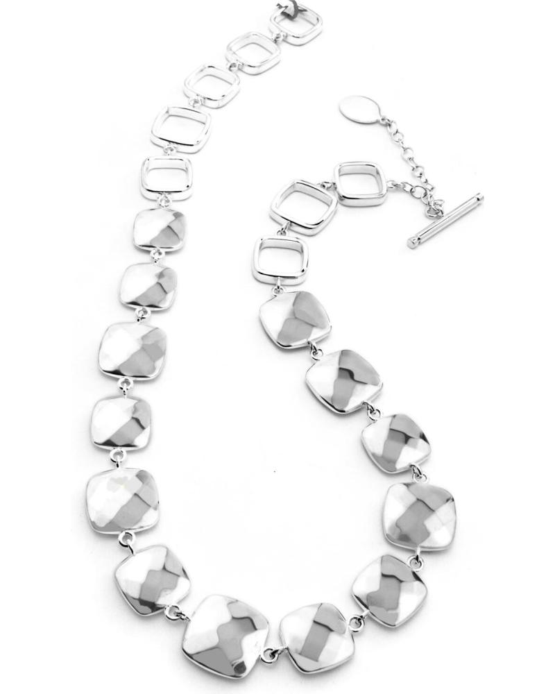 COLLAR FOLLI FOLLIE 1N9F111 DE ESLABONES FACETADOS PLATEADOS