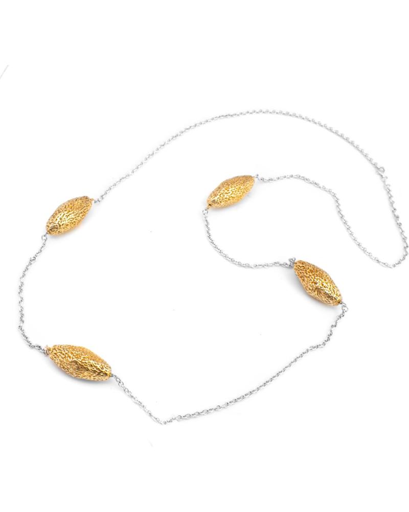 COLLAR FOLLI FOLLIE 1N9S007Y CON DETALLES DE HOJAS DORADAS