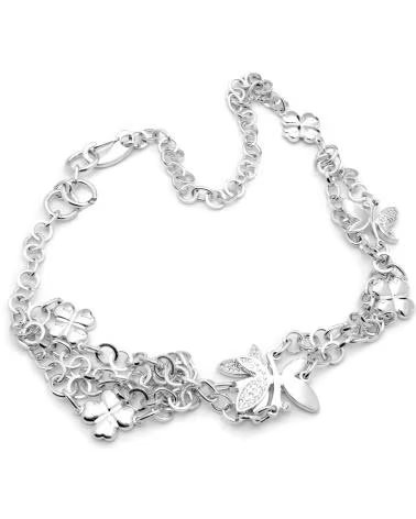 FOLLI FOLLIE 3N8F164C DOUBLE CHAIN PENDANT WITH SILVER-PLATED FLOWERS