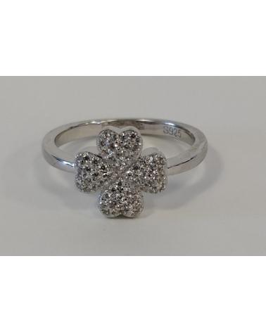 FOLLI FOLLIE RING 3R19S006C-52 MIT VIERBLÄTTRIGEM KLEEBLATT-DESIGN