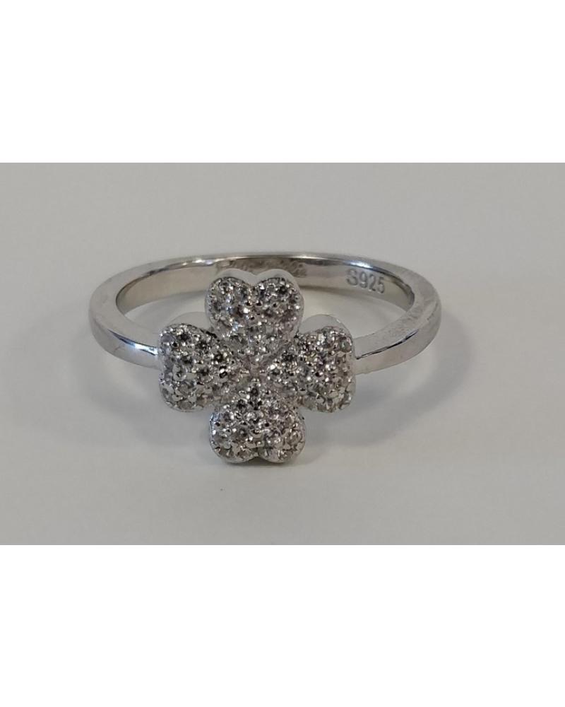 FOLLI FOLLIE RING 3R19S006C-52 MIT VIERBLÄTTRIGEM KLEEBLATT-DESIGN