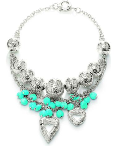 COLLAR FOLLI FOLLIE 4N0F014T CORAZONES TURQUESA