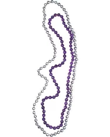 COLLIER FOLLI FOLLIE 4N9A111AY DOUBLE CHAÎNE VIOLETTE ET ARGENTÉE