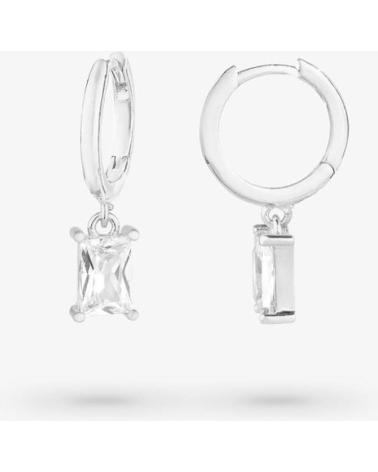 BRINCOS DE ARGOLA PENDENTES RADIANT RY000062 COM ZIRCÔNIA QUADRADA E ACABAMENTO PRATEADO