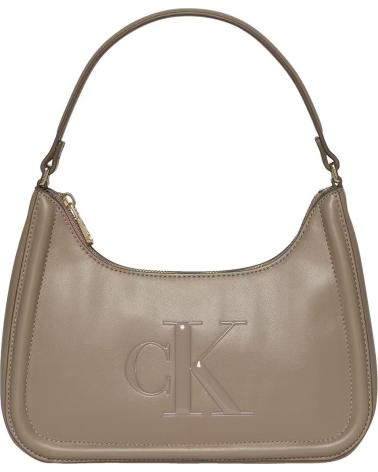CALVIN KLEIN BOLD CK SMALL SHOULDER TAUPE