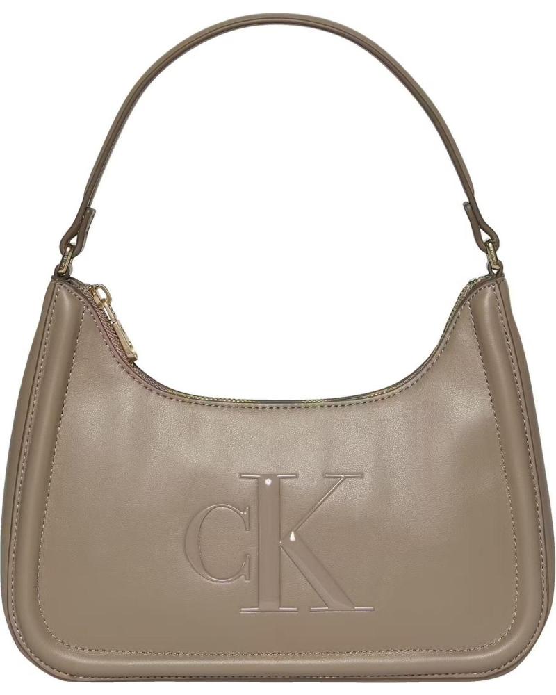 CALVIN KLEIN BOLD CK SMALL SHOULDER TAUPE