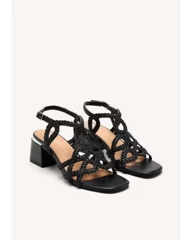 GIOSEPPO ABSATZSANDALEN AUS GEFLOCHTENEM LEDER CRESCENT 75451 SCHWARZ DAMEN NEGRO