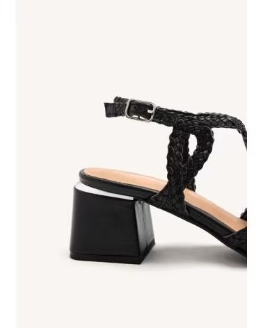 GIOSEPPO ABSATZSANDALEN AUS GEFLOCHTENEM LEDER CRESCENT 75451 SCHWARZ DAMEN NEGRO
