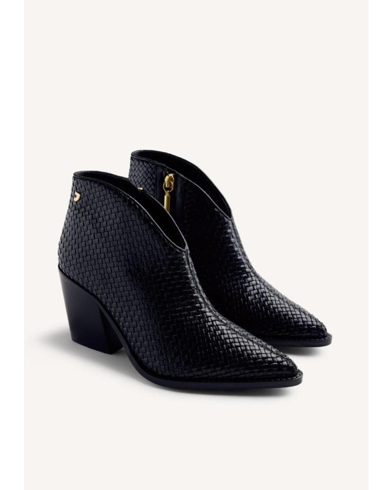 GIOSEPPO BOTINES DE PIEL TRENZADA ERHARD 77014 NEGROS CON TACÓN BLOQUE NEGRO