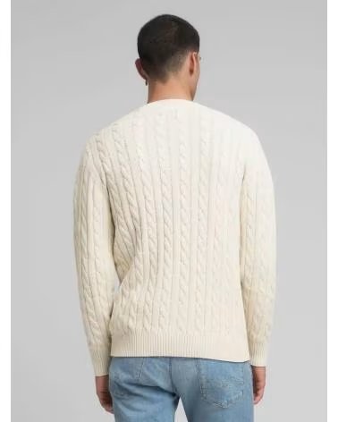 REPLAY JERSEY DE ALGODON CON LABOR TRENZADA UK4866 BEIGE