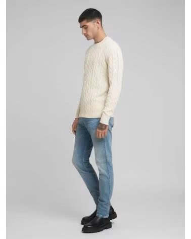 REPLAY JERSEY DE ALGODON CON LABOR TRENZADA UK4866 BEIGE