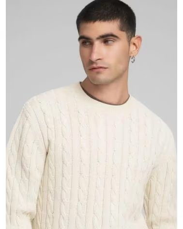 REPLAY JERSEY DE ALGODON CON LABOR TRENZADA UK4866 BEIGE