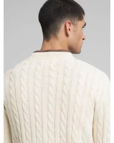 REPLAY JERSEY DE ALGODON CON LABOR TRENZADA UK4866 BEIGE