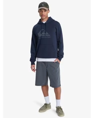 QUICKSILVER FELPA CON CAPPUCCIO EQYFT05053 LOGO STAMPATO AZUL MARINO