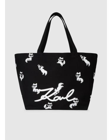 KARL LAGERFELD IKON CHOUPETTE AOP SHOPPER NEGRO