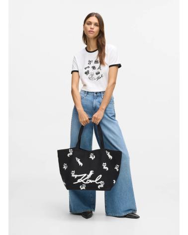 KARL LAGERFELD IKON CHOUPETTE AOP SHOPPER NEGRO