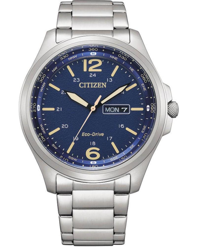 OROLOGIO CITIZEN AW0110-82L ACCIAIO CON QUADRANTE BLU E CALENDARIO GRIS