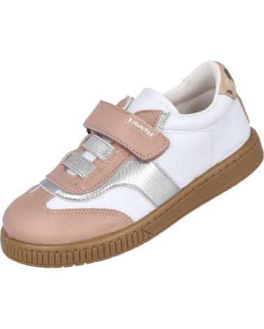 TITANITOS CASUAL SNEAKERS 2727 PIEL CERO WHITE WITH ANIMAL PRINT DETAIL BLANCO