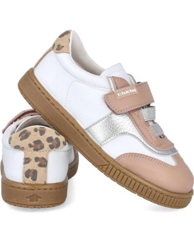 TITANITOS CASUAL SNEAKERS 2727 PIEL CERO WHITE WITH ANIMAL PRINT DETAIL BLANCO