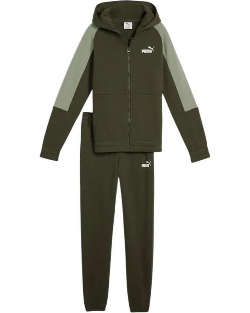 PUMA ESS BLOCK HOODED TRACKSUIT 689724-70 GREEN VERDE