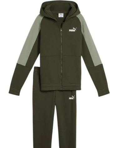 PUMA ESS BLOCK HOODED TRACKSUIT 689724-70 GREEN VERDE