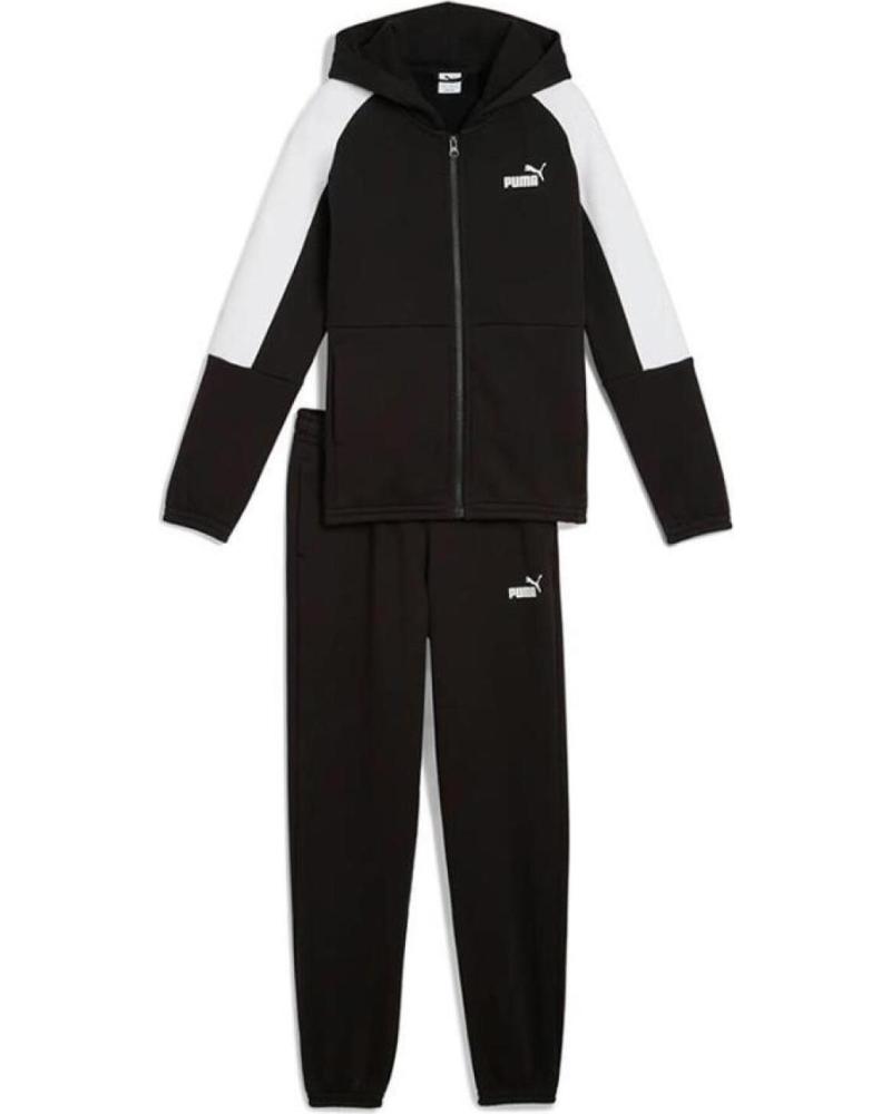 PUMA ESS BLOCK HOODED TRACKSUIT 689724-01 BLACK NEGRO