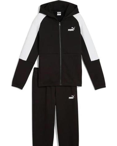 PUMA ESS BLOCK HOODED TRACKSUIT 689724-01 BLACK NEGRO