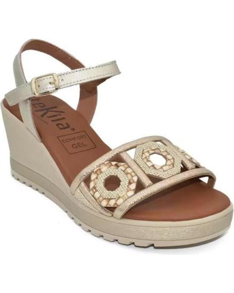 TEKILA KEILSANDALEN MIT GEL-EINLEGESOHLE UND SILBERNEN DETAILS PLATEADO