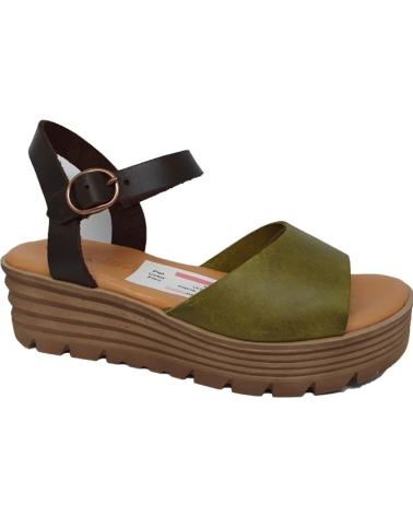 PEKAS MODEL 45 PLATFORM SANDAL OLIVE GREEN AND BLACK NEGRO