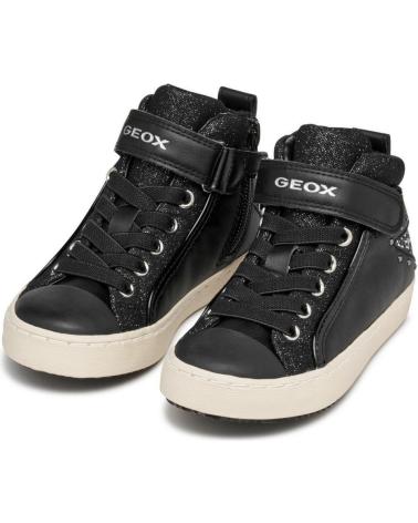 GEOX SNEAKERS ALTE CON ELASTICO E VELCRO, NERO-ARGENTO NEGRO