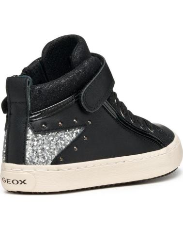 GEOX SNEAKERS ALTE CON ELASTICO E VELCRO, NERO-ARGENTO NEGRO