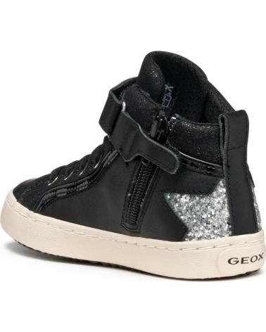 GEOX SNEAKERS ALTE CON ELASTICO E VELCRO, NERO-ARGENTO NEGRO