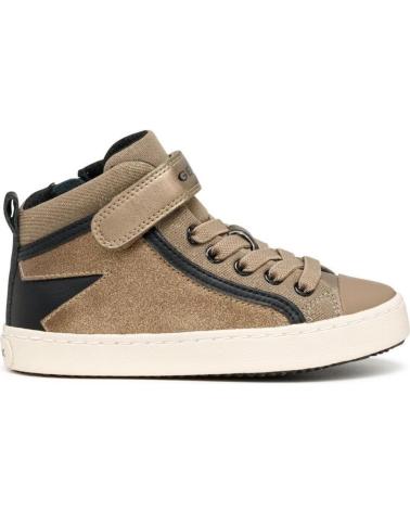 GEOX KALISPERA J C0533 - SNEAKERS ALTE CON ELASTICO E VELCRO, BRONZO-BEIGE C0533