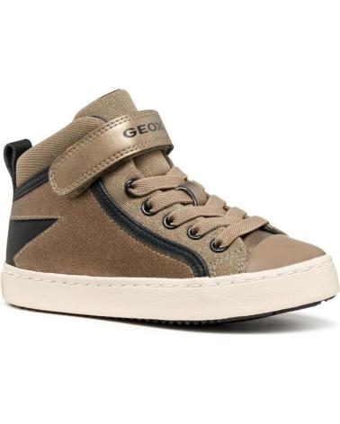 GEOX KALISPERA J C0533 - SNEAKERS ALTE CON ELASTICO E VELCRO, BRONZO-BEIGE C0533